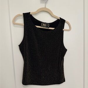 Women's Black Sparkly Sleeveless Top